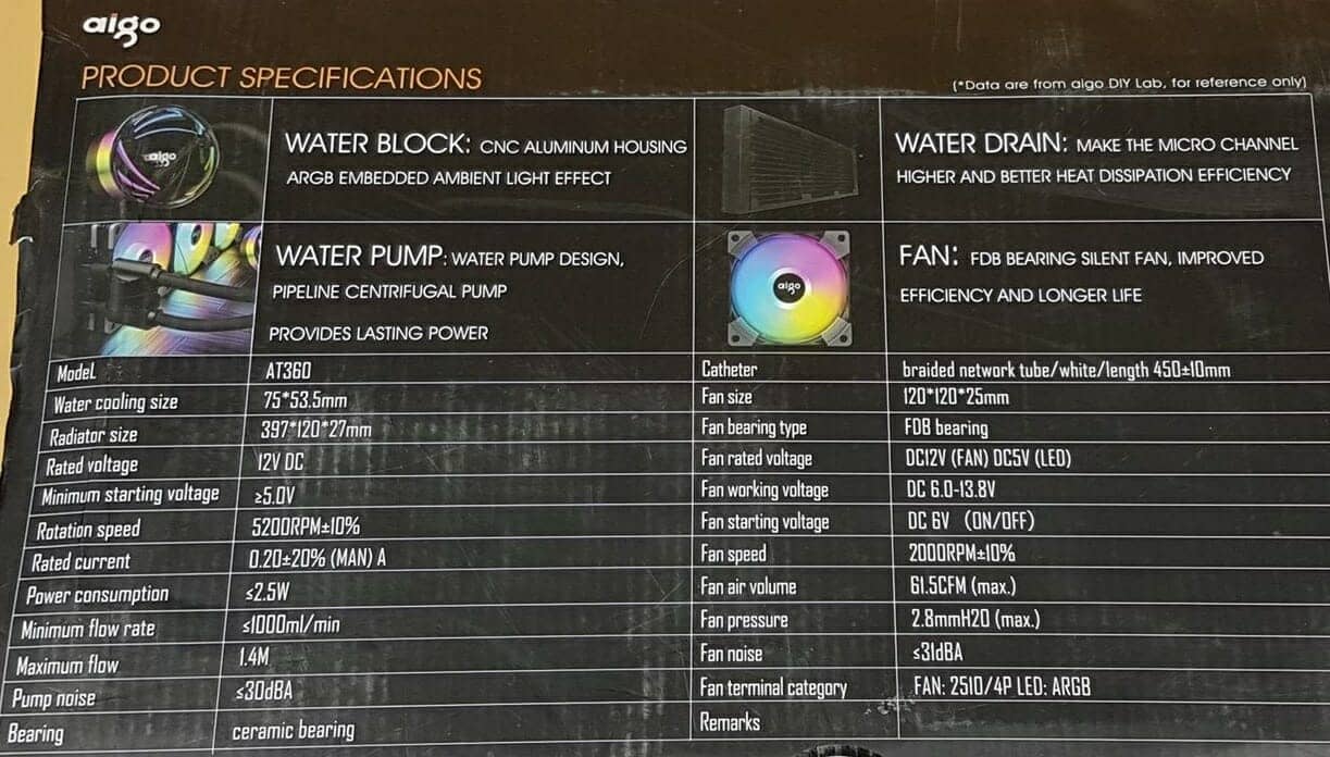 AIGO AT360 Specifications