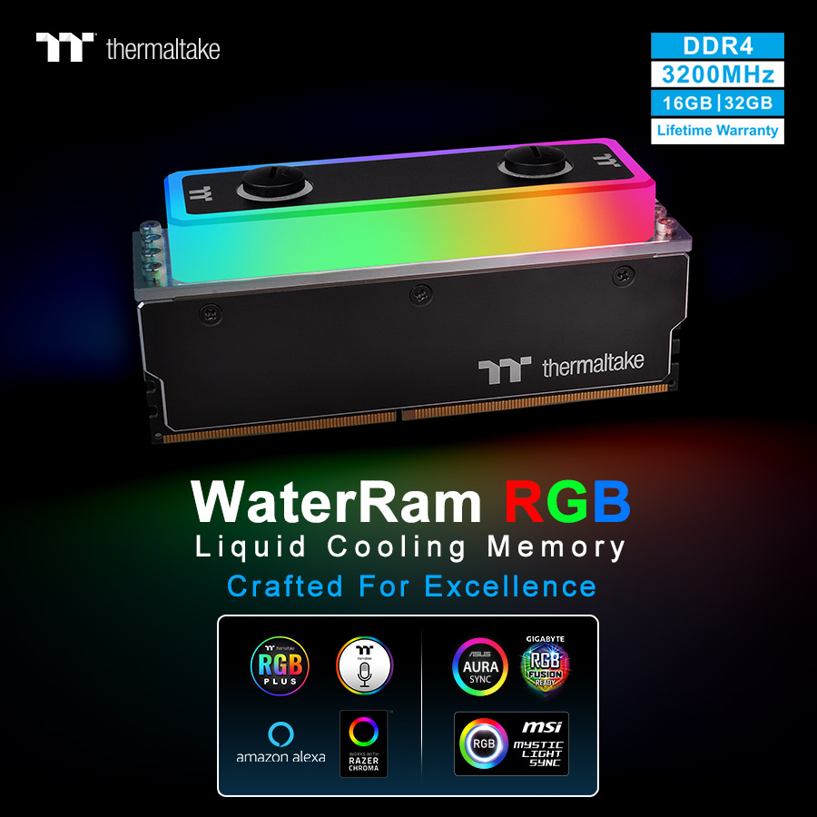 Thermaltake Releases WaterRam RGB Liquid Cooling DDR4 Memory  3200MHz 32GB/16GB